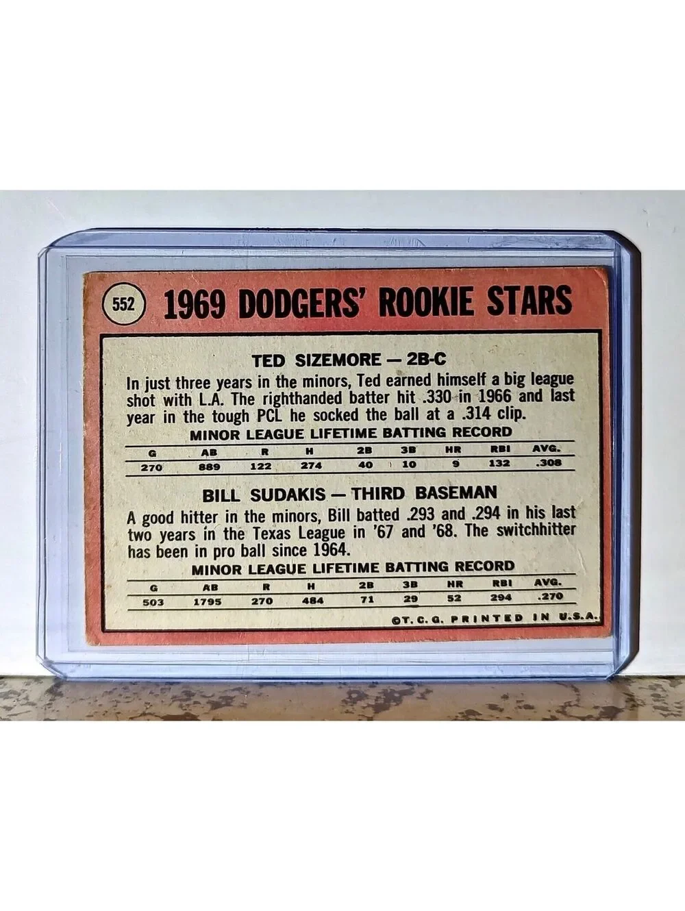 Sizemore / Sudakis 1969 Topps MLB #552 Baseball Card Los Angeles Dodgers
